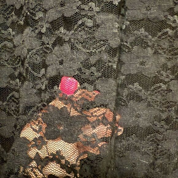 Amisu size L Black Lace Sleeveless Top with Bow - Picture 5 of 6